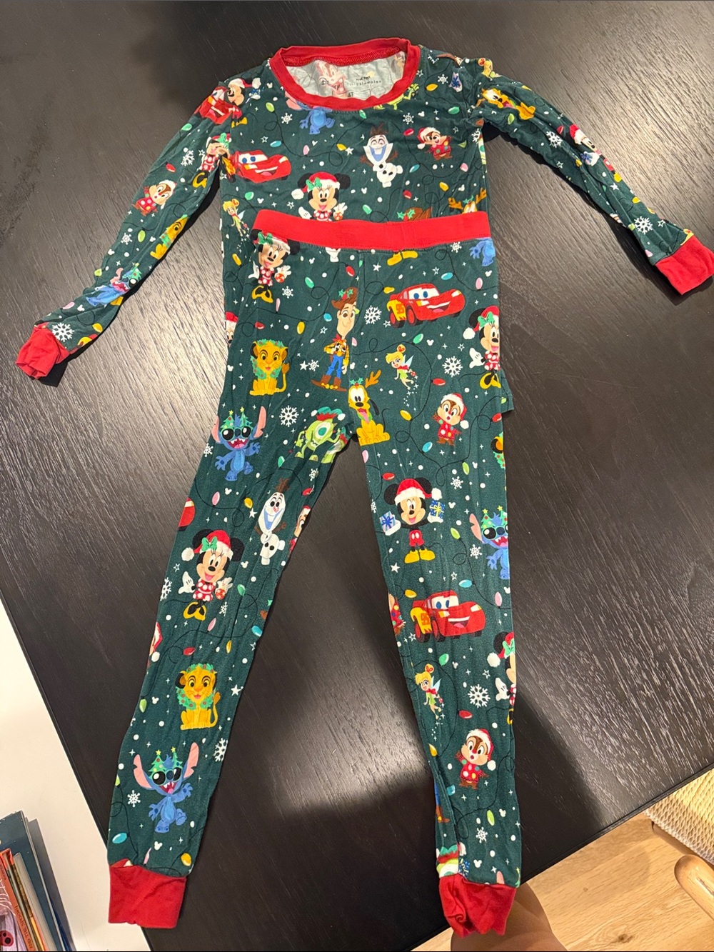 Little Sleepies Green Holiday Character Footed Pajamas with Red Trim